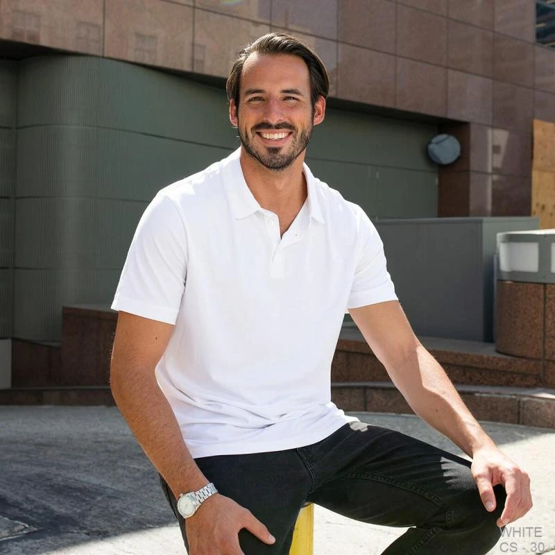 White Plain Collar Polo T-shirt - 100% Cotton Unisex - 230 GSM