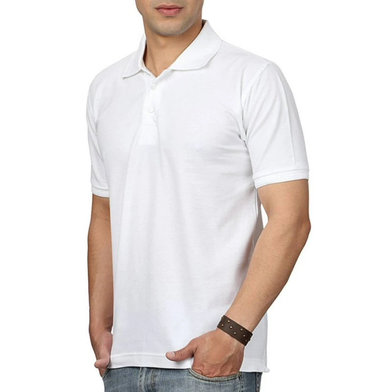 White Plain Collar Polo T-shirt - 100% Cotton Unisex - 240 GSM product image