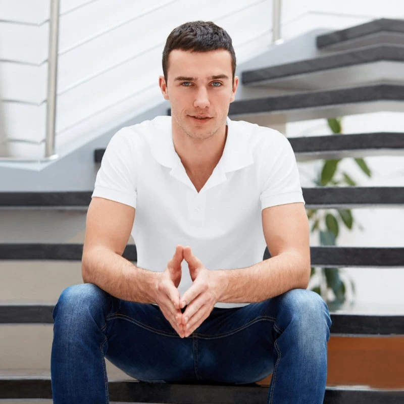 White Plain Collar Polo T-shirt - 100% Cotton Unisex - 260 GSM product image