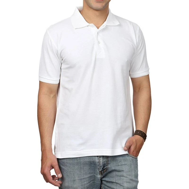 White Plain Collar Polo T-shirt - 100% Cotton Unisex - 280 GSM
