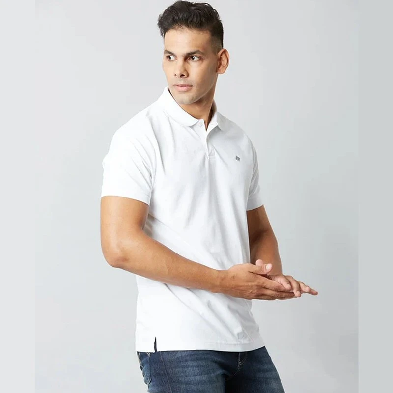 White Plain Mars Dry Fit Collar Polo T-shirt product image