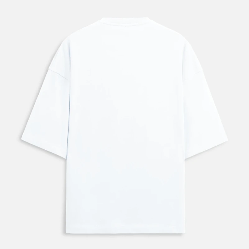White Plain Terry Boxy Oversized Round Neck T-Shirt product image